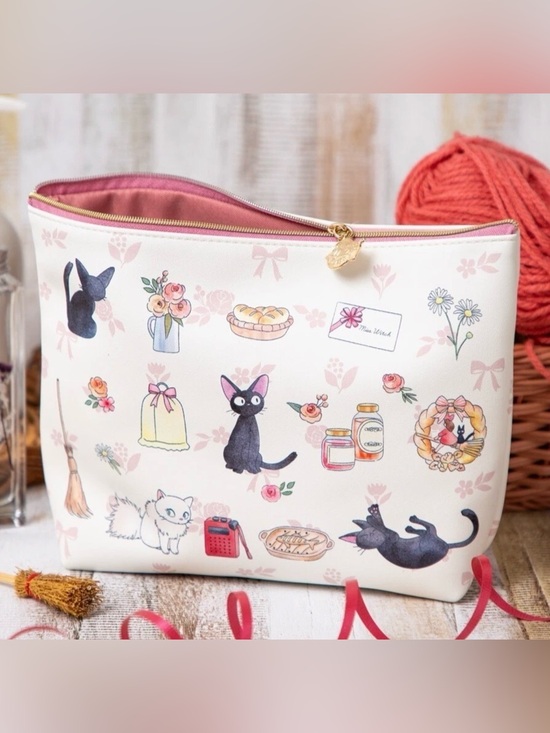 Studio Ghibli Handbags - Ghibli Jiji Kiki’s Delivery Service Cat Floral Print Pouch NWT Japan Exclusive